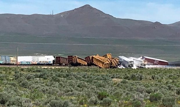 Train derailment near Wells, Nevada. (Image courtesy Elko County Sheriff's Office)...