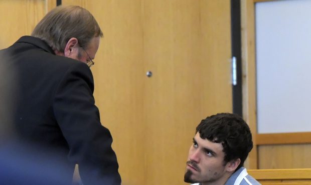 Alexander Whipple talks to his attorney, Shannon Demler, in 1st District Court on Monday, June 3, 2...