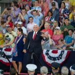 Vice President Mike Pence and Karen Pence take the stage on July 04, 2019 in Washington, DC. President Trump is holding a "Salute to America" celebration on the National Mall on Independence Day this year with musical performances, a military flyover, and fireworks. (Photo by Tasos Katopodis/Getty Images)