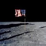 376713 22: (FILE PHOTO) The flag of the United States stands alone on the surface of the moon. The 30th anniversary of the Apollo 11 Moon landing mission is celebrated July 20, 1999. (Photo by NASA/Newsmakers)