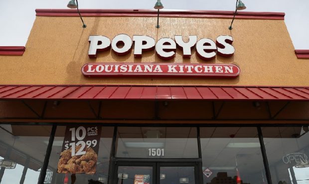 A Popeyes restaurant is seen on February 21, 2017 in Miami, Florida. Burger King and Tim Horton's o...