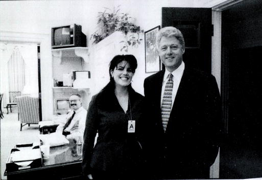 A photograph showing former White House intern Monica Lewinsky meeting President Bill Clinton at a ...