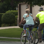 Chip Hlavacek and his wife Debra Hlavacek love to ride bikes outside.