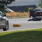 A motorcyclist died after a crash in American Fork on Thursday. (Photo: Derek Petersen)