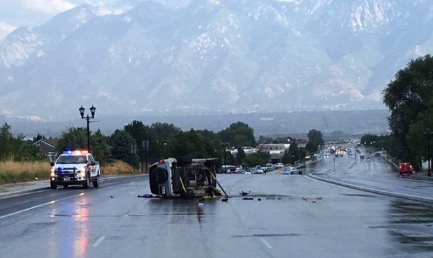 A rollover crash closed South Jordan Parkway Friday. Two children suffered critical injuries and a ...