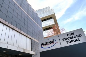 Purdue Pharma headquarters stands in downtown Stamford, April 2, 2019 in Stamford, Connecticut. Purdue Pharma, the maker of OxyContin, and its owners, the Sackler family, are facing hundreds of lawsuits across the country for the company's alleged role in the opioid epidemic that has killed more than 200,000 Americans over the past 20 years. (Photo by Drew Angerer/Getty Images)