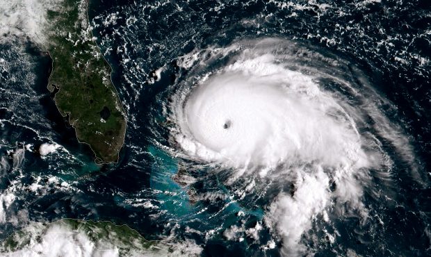 ATLANTIC OCEAN - SEPTEMBER 1:  In this NOAA GOES-East satellite handout image, Hurricane Dorian, no...