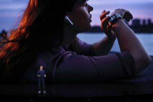 Apple's Stan Ng talks about the new Apple Watch series 5 during a special event on September 10, 2019 in the Steve Jobs Theater on Apple's Cupertino, California campus. Apple unveiled new products during the event.  (Photo by Justin Sullivan/Getty Images)