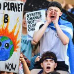 EDINBURGH, SCOTLAND - SEPTEMBER 20: Protesters march and hold placards as they attend the Global Climate Strike on September 20, 2019 in Edinburgh, Scotland. Millions of people are taking to the streets around the world to take part in protests inspired by the teenage Swedish activist Greta Thunberg. Students are preparing to walk out of lessons in what could be the largest climate protest in history. (Photo by Jeff J Mitchell/Getty Images)