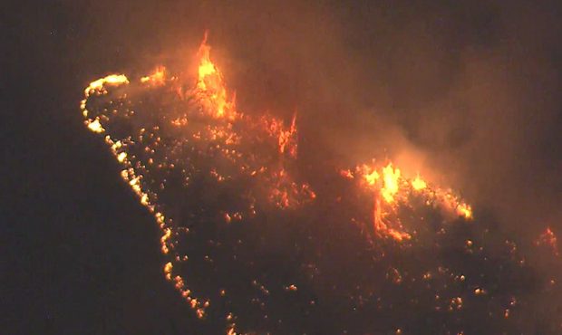 Aerial image of the Snowqualie Fire in the Layton foothills from Chopper 5....