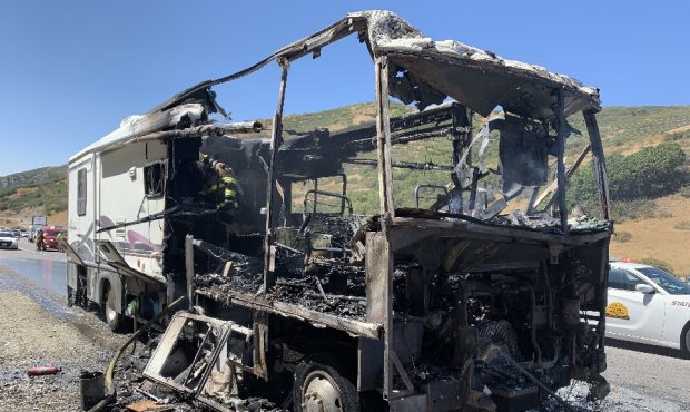 A motor home caught fire on eastbound I-80 on Labor Day, causing heavy delays. A woman also rear-en...