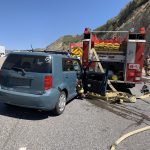 A motor home caught fire on eastbound I-80 on Labor Day, causing heavy delays. A woman also rear-ended a responding firetruck during the incident. (Utah Highway Patrol)