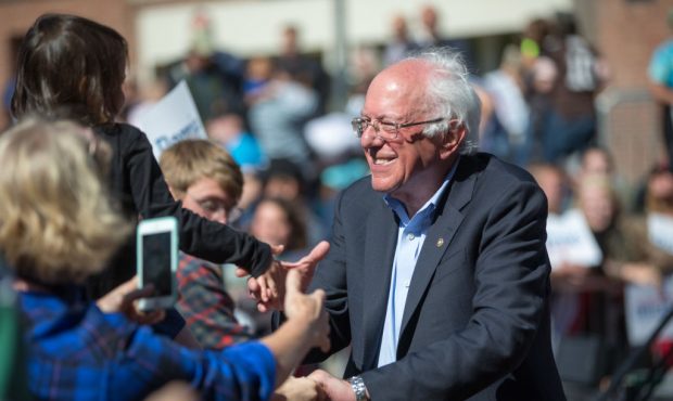 FILE: Democratic presidential candidate, Sen. Bernie Sanders (I-VT) shakes hands with supporters fo...