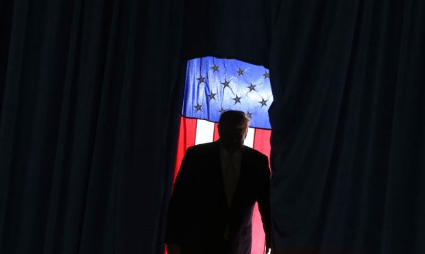 U.S. President Donald Trump walks onto stage during a campaign rally at Sudduth Coliseum on October...