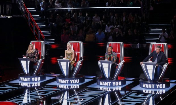 Kelly Clarkson, Gwen Stefani, John Legend, Blake Shelton on "The Voice" (Photo by: Trae Patton/NBC)...