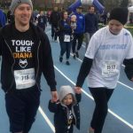 Diana Mock runs the BYU Rex Lee Run for a Cure with her husband Logan Mock and son.