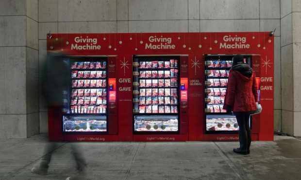 A #LightTheWorld Giving Machine in New York City, one of 10 locations this year where people can ma...