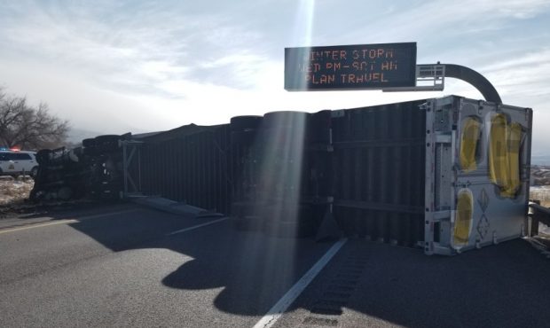 A semitrailer blocked all SB I-15 lanes near Cedar City for around an hour Wednesday. (Utah Highway...