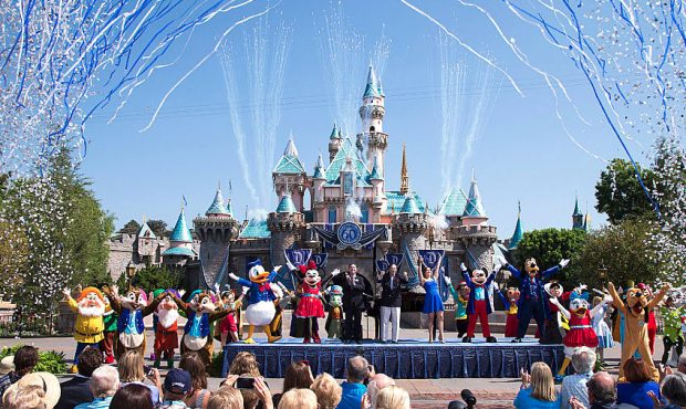 FILE: Mickey Mouse and his friends celebrate the 60th anniversary of Disneyland park during a cerem...