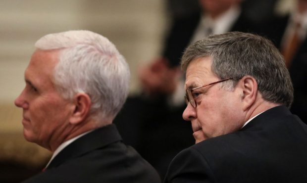FILE: Vice President Mike Pence and Attorney General William Barr (Photo by Drew Angerer/Getty Imag...