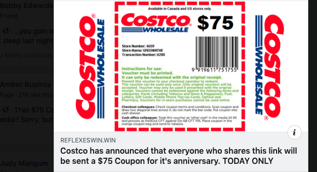Costco released a statement on Facebook Nov. 13, 2019 that a coupon circulating on social media is ...