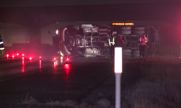Two rollovers closed lanes on I-80 Wednesday morning after a pickup truck spun out on the wet road,...