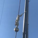 The Nauvoo Temple's Angel Moroni statue was damaged over the summer and replaced Tuesday. (Courtesy Fred Cote)