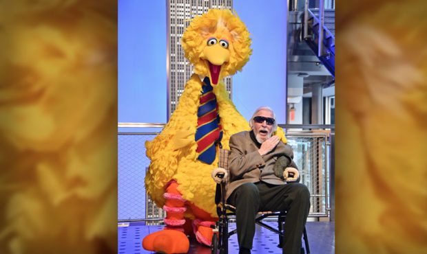 Sesame Street's Big Bird And Puppeteer Caroll Spinney Light The Empire State Building at The Empire...
