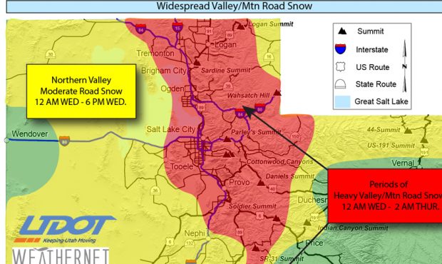 Widespread road snow is expected for much of the state, according to the Utah Department of Transpo...