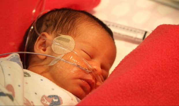 Little baby Evelyn was born six weeks early, weighing 5 pounds, 10 ounces....