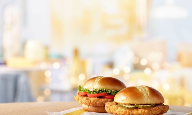 McDonald's is testing out a crispy chicken sandwich, made with a fried chicken filet topped with bu...