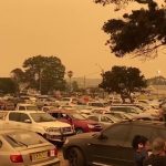 Bushfire evacuations in Bermagui, New South Wales, on Tuesday (@Caitlin_Nobes/Twitter)
