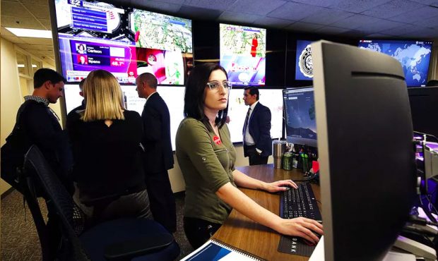 Security analyst Aubrey Garrett works at the Utah Cyber Center at the Capitol in Salt Lake City on ...
