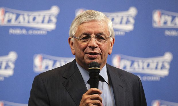 Commissioner David Stern speaks to the media prior to the Los Angeles Lakers and the Utah Jazz Game...