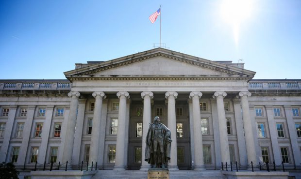An October 18, 2018 photo shows the US Treasury Department building in Washington, DC. - Losses on ...