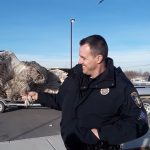 Sergeant Gill with the owl. (Courtesy Bountiful City Police Department)