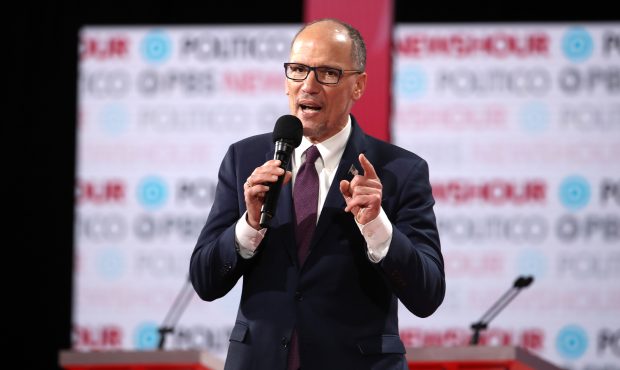 LOS ANGELES, CALIFORNIA - DECEMBER 19: Democratic National Committee Chairman Tom Perez speaks to t...