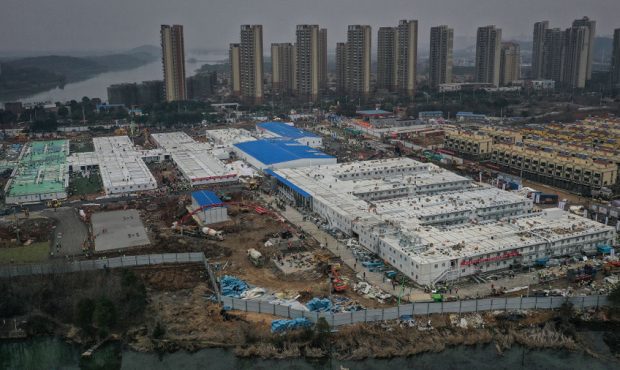 Huoshenshan Hospital construction nears completion on February 2, 2020 in Wuhan, China. The 25,000 ...