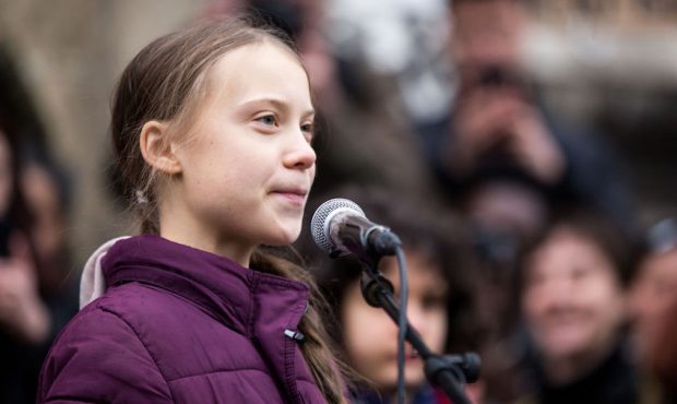 Swedish climate activist Greta Thunberg speaks to participants at a climate change protest on Janua...