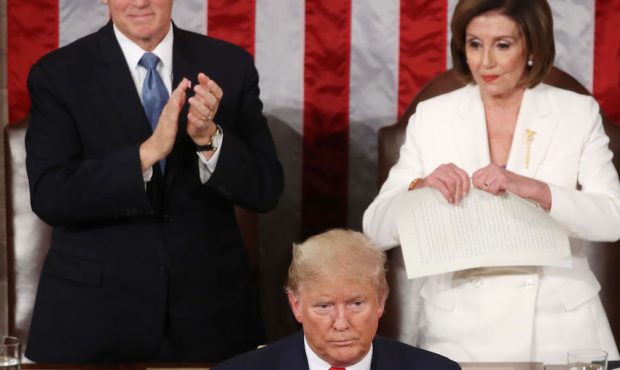 House Speaker Rep. Nancy Pelosi (D-CA) rips up pages of the State of the Union speech after U.S. Pr...
