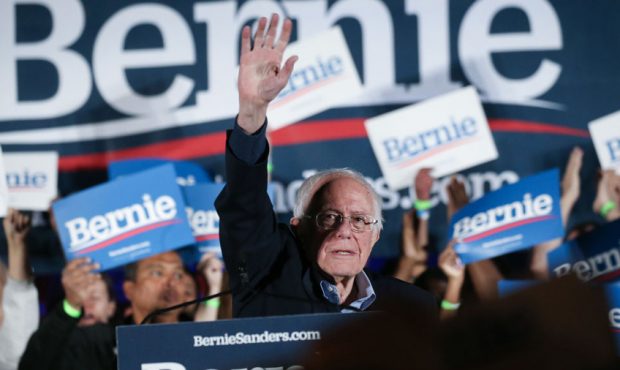 LAS VEGAS, NEVADA - FEBRUARY 21: Democratic presidential candidate Sen. Bernie Sanders (I-VT) waves...