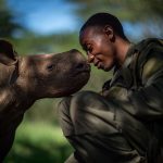 This shot of a ranger and a young rhino in Kenya was also shortlisted. (Natural History Museum)