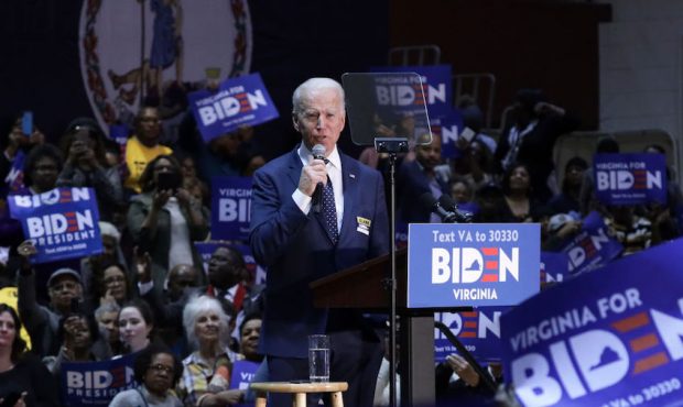 NORFOLK, VIRGINIA - MARCH 01:  Democratic presidential candidate former Vice President Joe Biden sp...