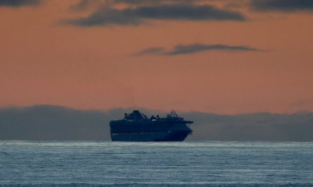 SAN FRANCISCO, CALIFORNIA - MARCH 07: The Princess Cruises Grand Princess cruise ship sits off the ...