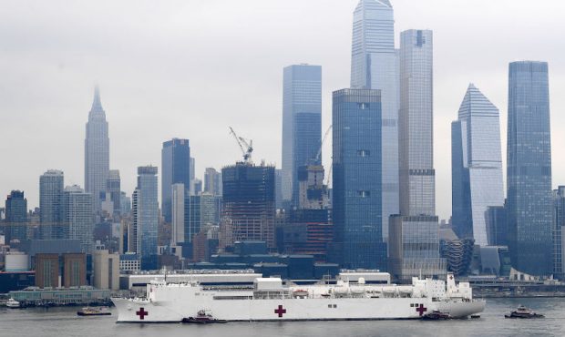 FILE: Navy Hospital Ship USNS Comfort travels up the Hudson River as it heads to Pier 90 as the cor...