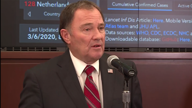 FILE: Gov. Gary Herbert talks about the first confirmed case of COVID-19 in Utah.