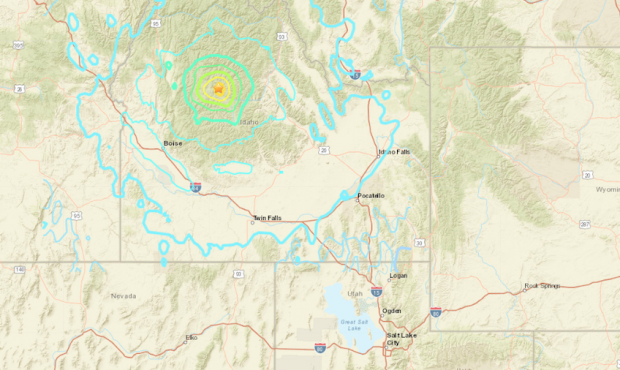 A magnitude 6.5 earthquake was reported about 80 miles northeast of Boise, Idaho, on Tuesday. (US G...