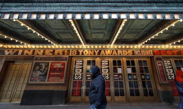 A view of the Walter Kerr theater on March 22, 2020 in New York City. The Broadway League announced...