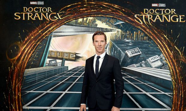 Benedict Cumberbatch in front of the Doctor Strange inspired 3D Art at a fan screening, to celebrat...
