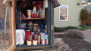 Eddy Steele set up a tiny food pantry in the Marmalade District of Salt Lake City for people to take what they need - and give if they can.